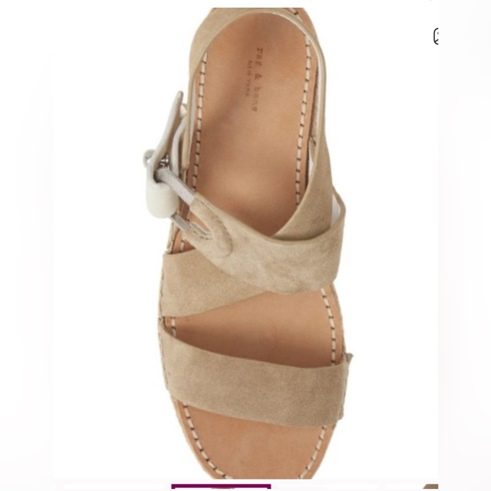 New nwot Rag & bone August Suede And Leather Espadrille Sandals Taupe 37.5 7.5 - Picture 4 of 12